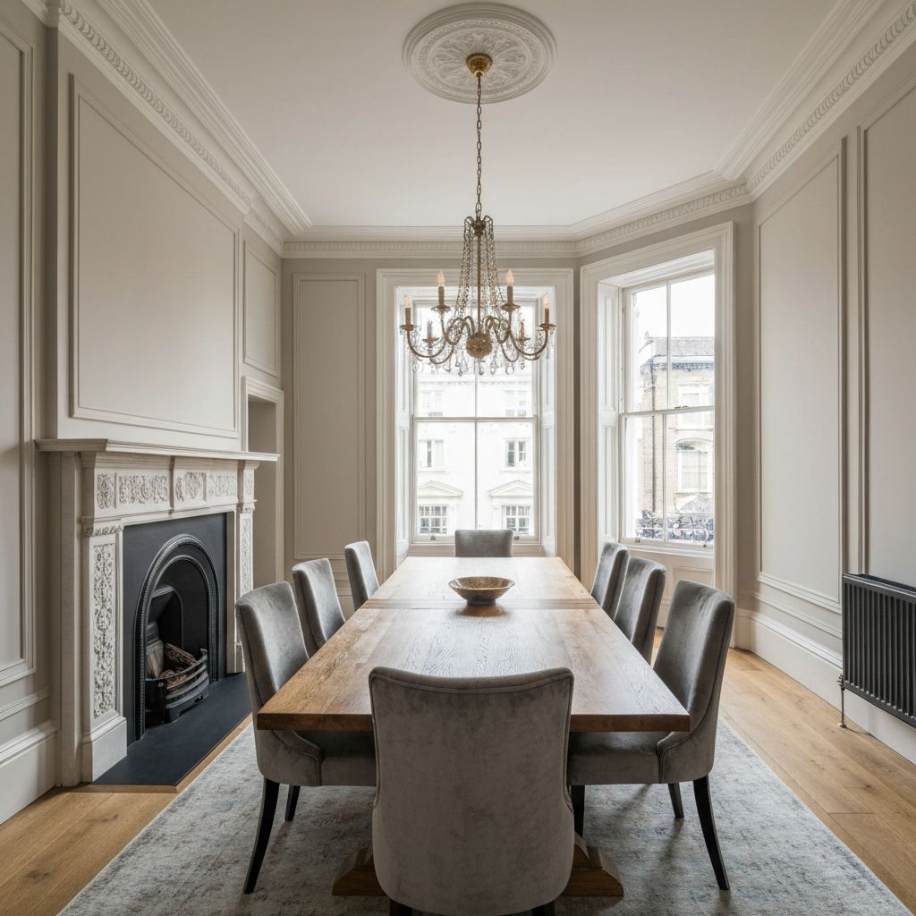 Elegant dining room in a renovated London period property
